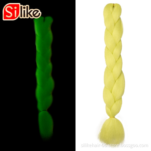 Silike  24 inch Jumbo Braids Shining Hair in Night 100g Glowing Synthetic Soft Braiding Hair Extensions Wholesale High Quality